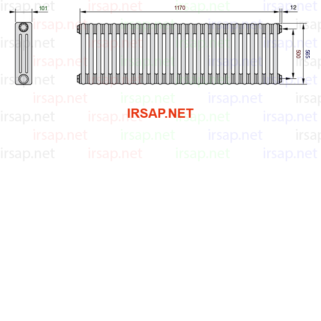 чертеж радиатора Irsap Tesi 30565-2630565-26-30-01